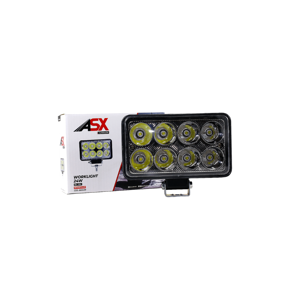 LED WORKLIGHT RETANGULAR 24W 8 LED BIVOLT ASX